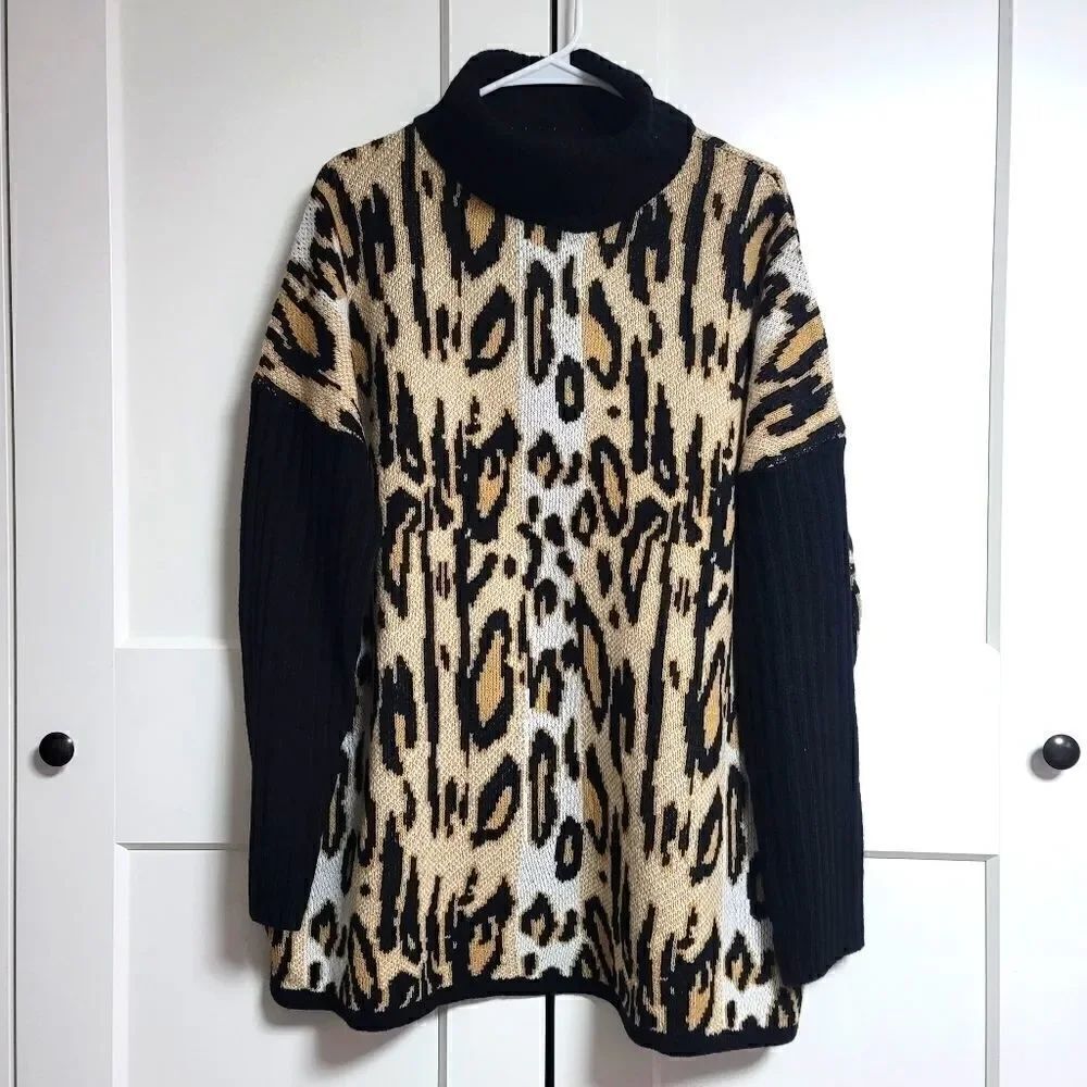 Alison andrews turtleneck animal print sweater